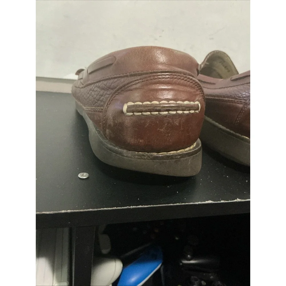 LL Bean Allagash Loafers Mens 11 D Brown Bison Leather Penny Loafers 501920